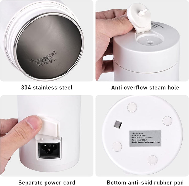 Vegena Kleiner Tragbarer Wasserkocher - 400ML Reise Elektrischer Wasserkocher, Mini Wasserkocher Ele