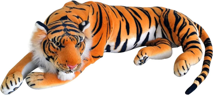 TE-Trend XXL Plüschtier Tiger Kuscheltier Stofftiger lebensechte Raubkatze liegend Dschungel Steppe
