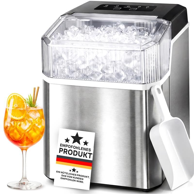 Retoo Eiswürfelmaschine, 12kg/tag Kompakt Ice Maker 9 Eiswürfel/6 Min für Küche Bar Büro – Schneller