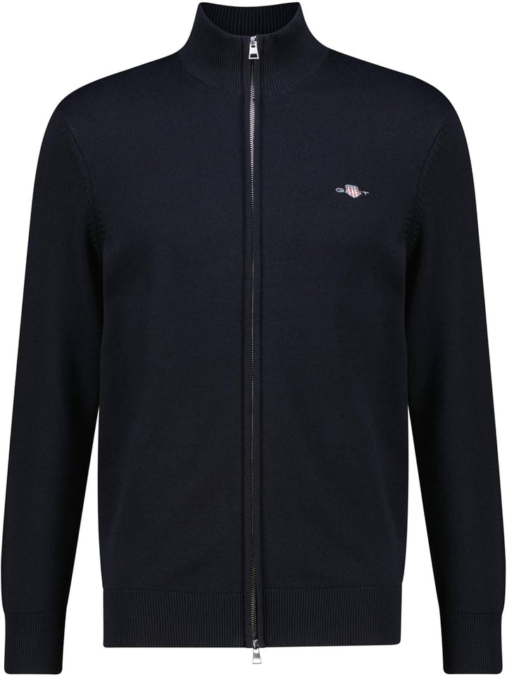 GANT Herren Casual Cotton Zip Cardigan Strickjacke M Schwarz, M Schwarz