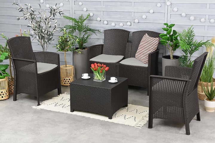 Dmora Urano-Lounge, Gartenmöbel-Set mit Kissen, für den Innen-und Aussenbereich, 100% Made in Italy,