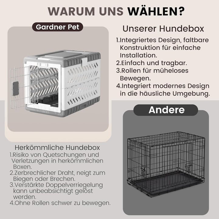 Gardner Pet faltbare Hundebox für grosse Hunde, Hundetransportbox, Montage ohne Werkzeug, Reisebox f
