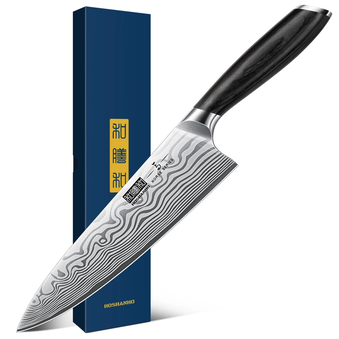 HOSHANHO Kochmesser Küchenmesser - 20 cm Extra Scharfe Messerklinge Chefmesser Profi Messer aus Hoch