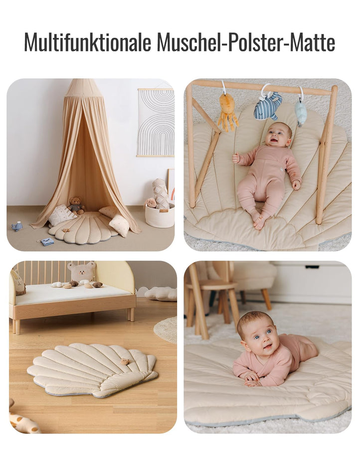 Blissful Diary Spielbogen Baby, Spieldecke Baby Gym Activity Decke mit 6 Abnehmbare Spielzeuge, krab