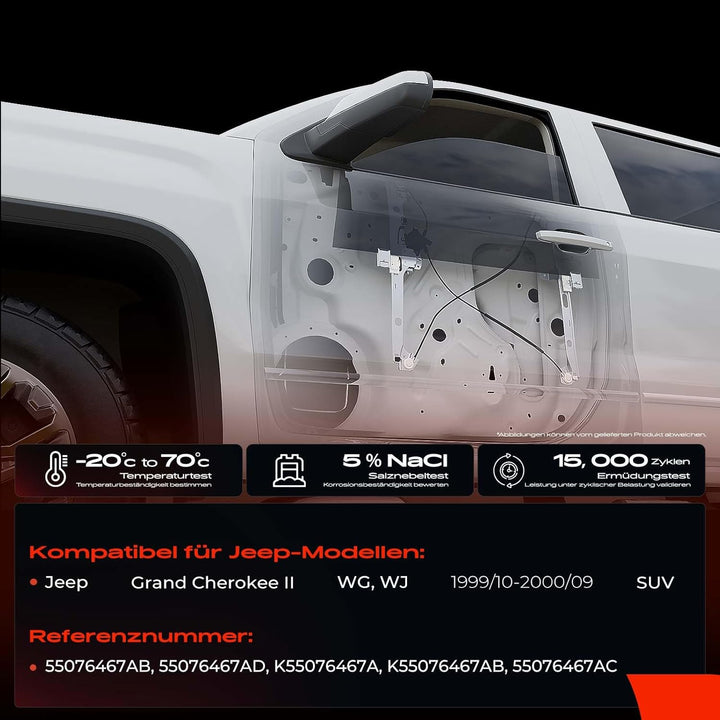 Frankberg Fensterheber mit Motor Vorne Links Kompatibel mit Grand Cherokee II WJ WG SUV 1999-2000 Re