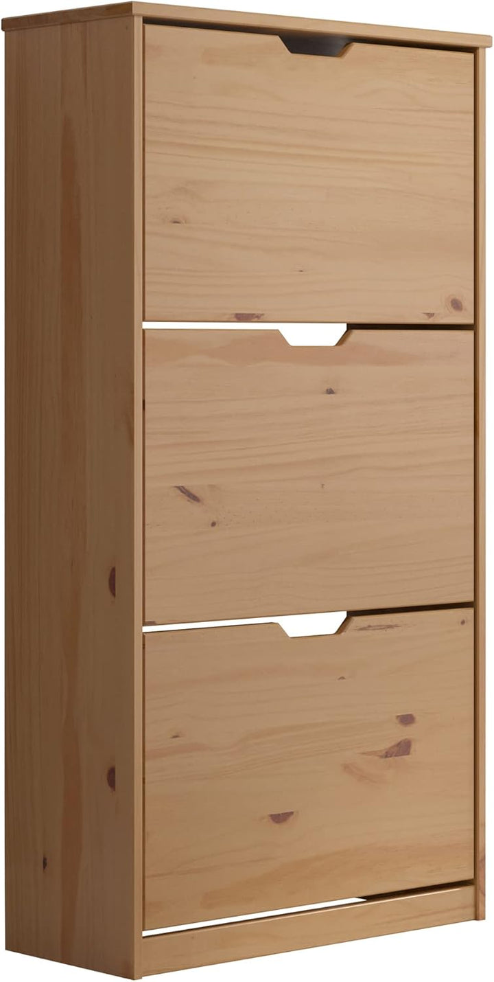 Inter-Furn Garderobe Schuhschrank Schuhkommode Schuhkipper Mestre, 60 x 114 x 25 cm Kiefer Honig Sch