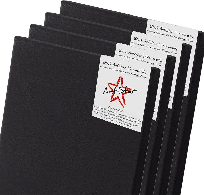 Art-Star 4X University Black KEILRAHMEN 60x80 cm | Schwarze Leinwände auf Keilrahmen 60x80 cm | Lein