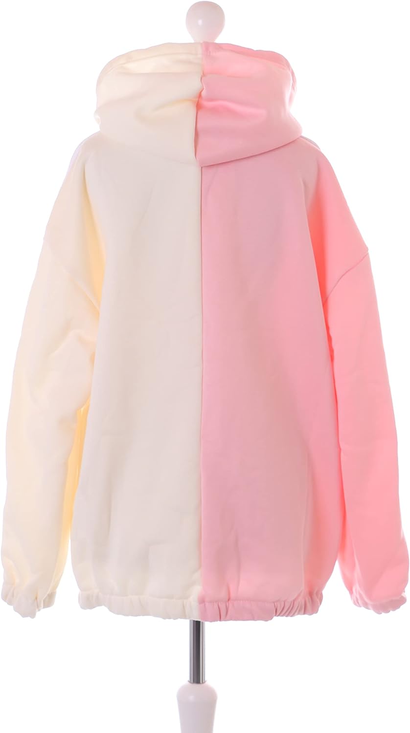 Kawaii-Story TS-313-3 Rosa beige Patch Manga Zeichnung Grafik Hoodie Sweatshirt Pullover Pastel Goth