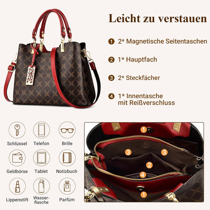 DIRRONA Damen Handtasche Mittel Schultertasche Casual Umhängetasche PU Leder Tasche Shopper Party To