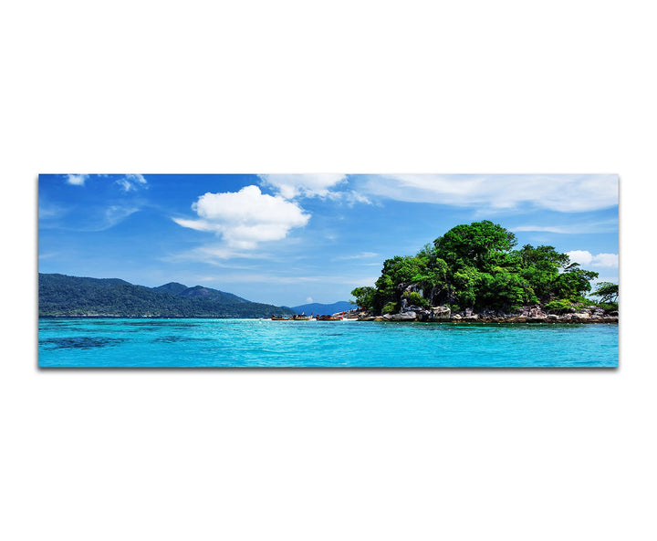 Paul Sinus Art Panoramabild auf Leinwand und Keilrahmen 150x50cm Thailand Meer Wolkenhimmel Natur
