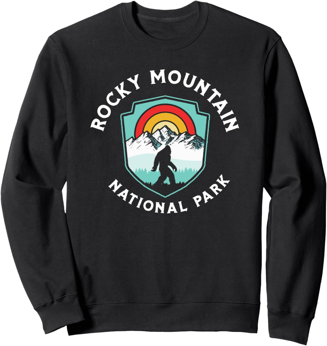 Rocky Mountain National Park Bigfoot Outdoor Sasquatch Badge Sweatshirt