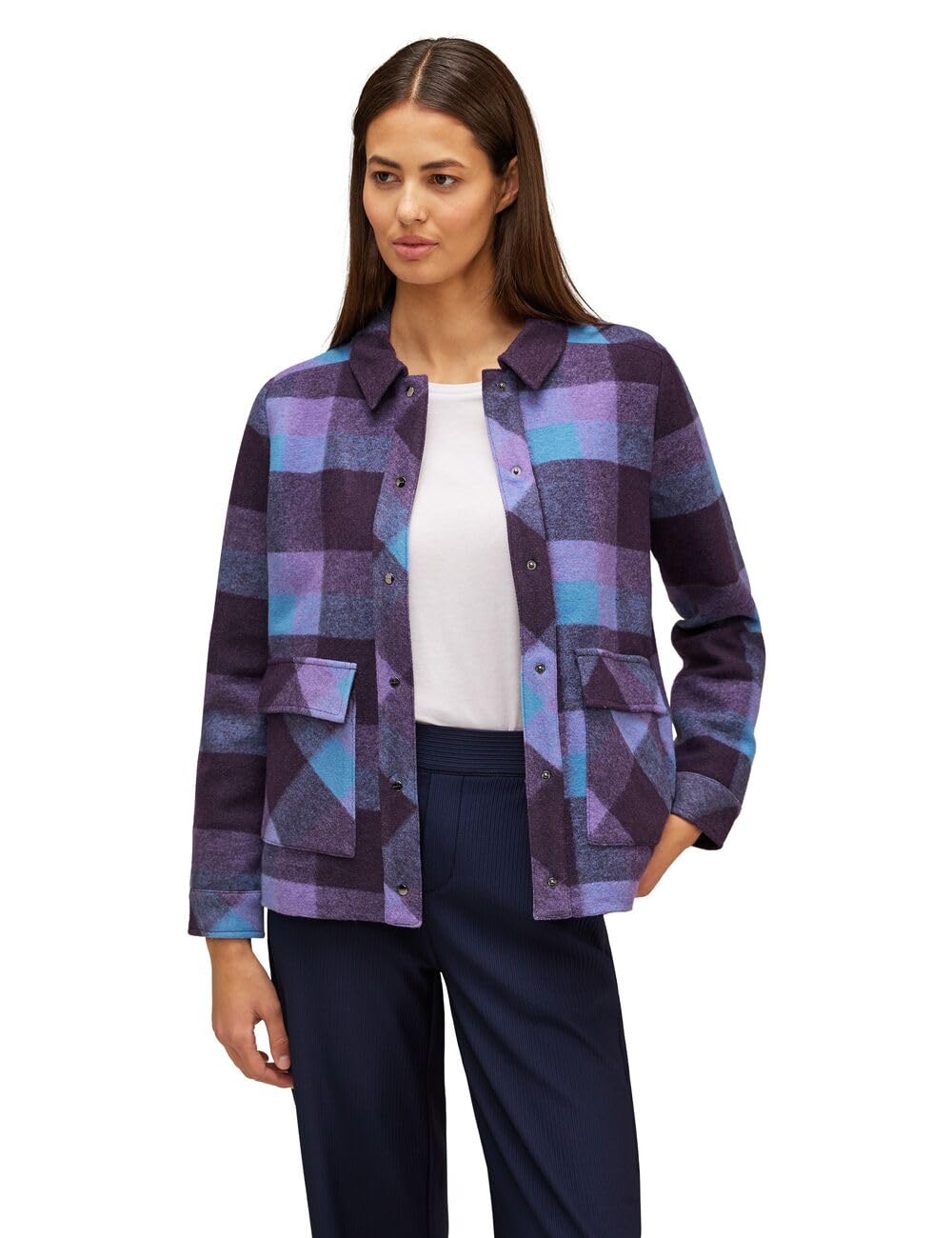 Street One Damen Übergangsjacke Kariert 38 Lupine Lilac, 38 Lupine Lilac