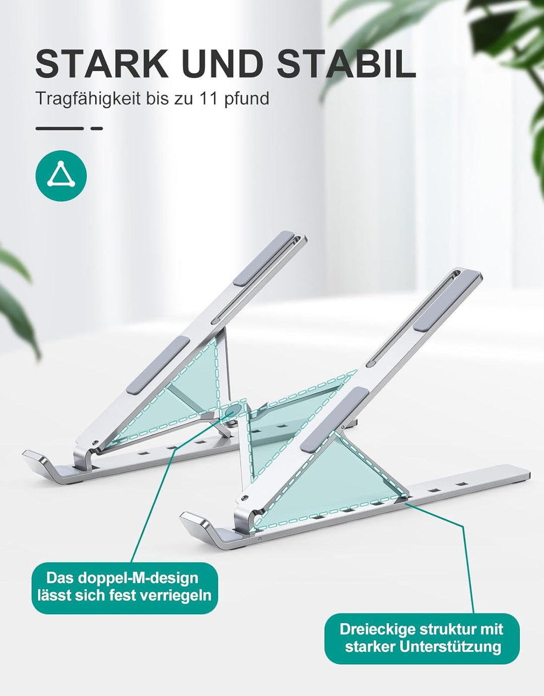 Babacom Laptop Ständer, Belüfteter Faltbarer Aluminium Notebook Ständer für Kühlung, Verstellbare La