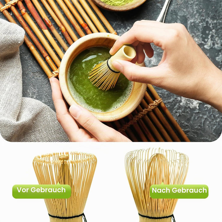 Accwork Matcha Set, 7er-Set Macha Tea Set Matcha zubehör mit Matcha Löffel, Matcha Schale mit Auslau