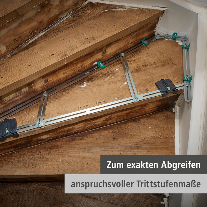 wolfcraft Treppenlehre 5210000 – Messwerkzeug für den Treppenbau – Treppenschablone zum Übertragen v