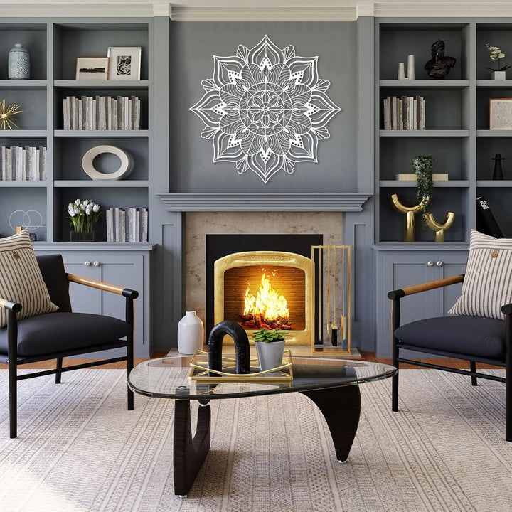 ESTART Grosse Metall-Mandala-Wanddekoration, einzigartige Lotusblumen-Wandkunst für Zuhause Schlafzi