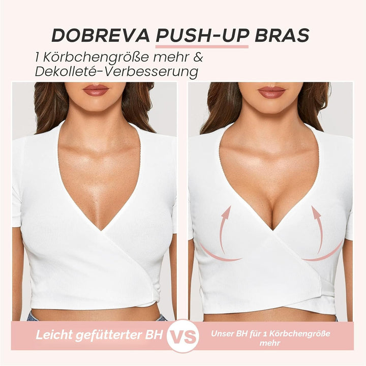 DOBREVA Damen Push up Spitzen BH mit Bügel | Gepolstert, Plunge, Gemoldete Cups, Schalen, Sexy, Tief