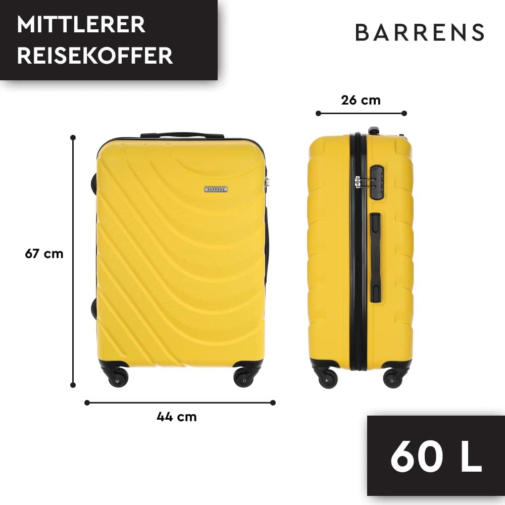 BARRENS Mittel Koffer | Aufgabegepäck | 67x46x26 cm | 63 L | Hochschlagfestes ABS-Material | Chiffri