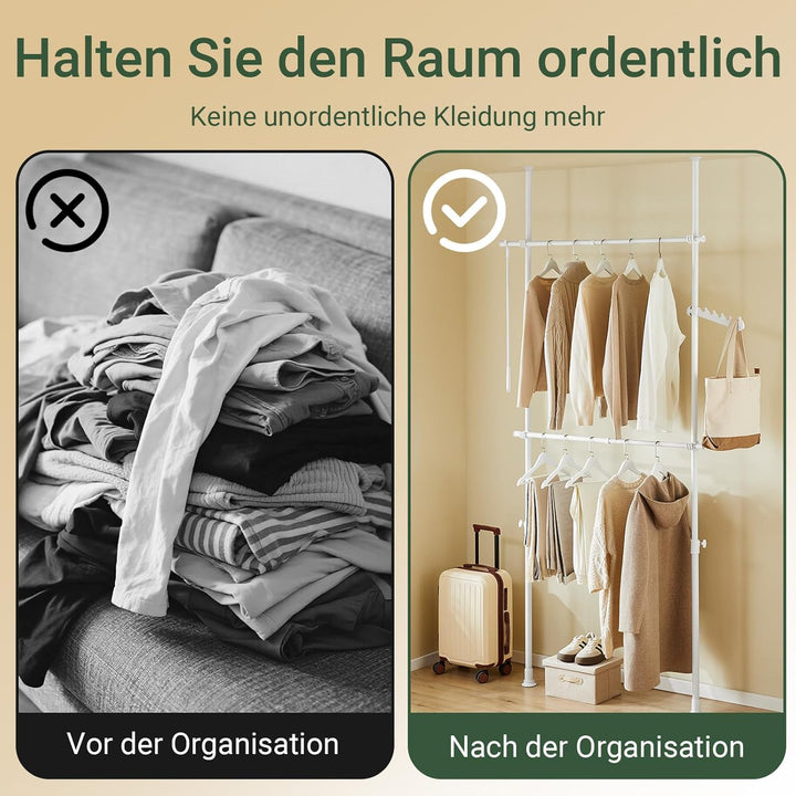 SoBuy Teleskop Kleiderständer, robuster Kleiderstange, verstellbarer offener Kleiderschrank für Schl