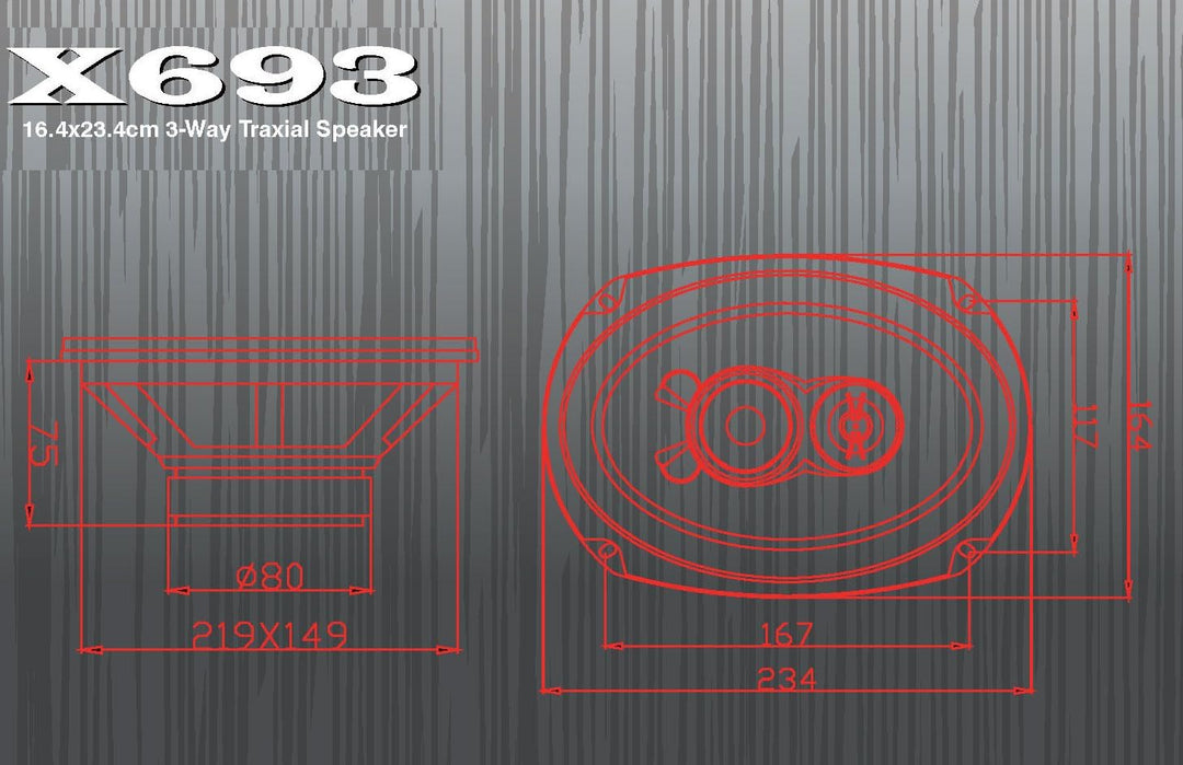 Excalibur X693 3 Wege Auto Lautsprecher 16 x 23 cm/6 x 9 500 W Paar Preis für viele Ford, Mazda oder