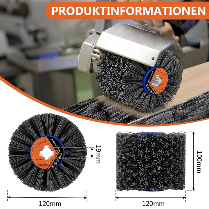 Nylonbürsten #320 Körnung| 120x100mm Schleifbürsten| Polierbürste zum Holzverarbeitung| Bürste für S