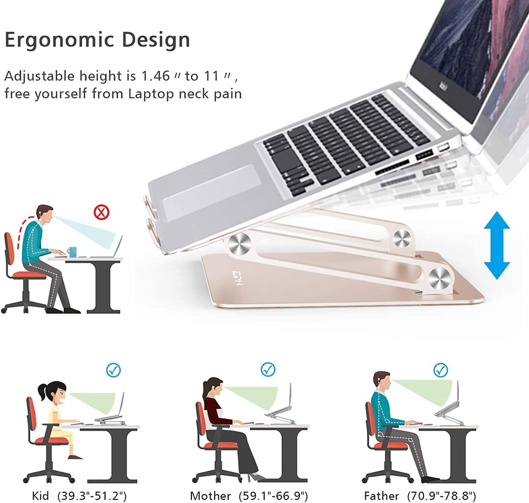 Konsol Laptopständer, Faltbarer Laptop-Riser, verstellbare Winkel, Aluminium leicht und langlebig, L