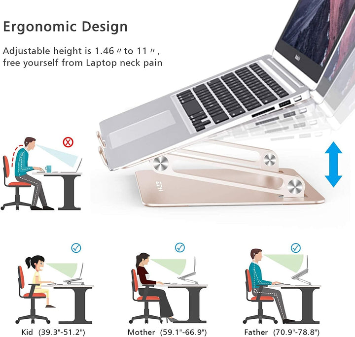 Konsol Laptopständer, Faltbarer Laptop-Riser, verstellbare Winkel, Aluminium leicht und langlebig, L