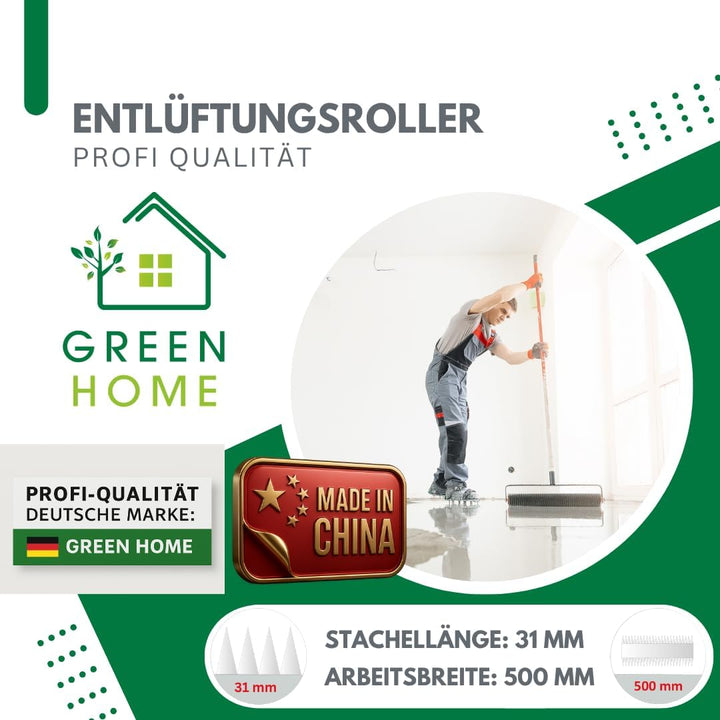 Green Home Entlüftungsroller 50 cm mit Spritzschutz - Stachellänge: 31 mm - Profi-Qualität 50 cm Rol