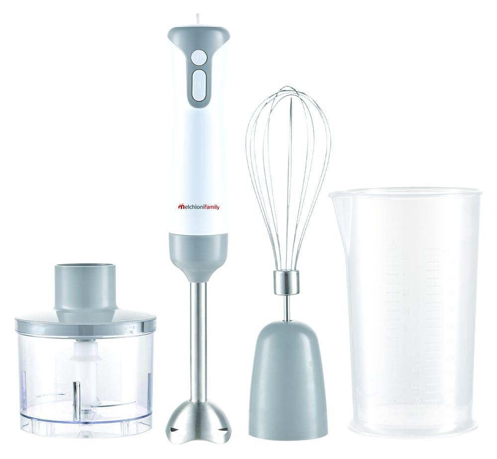 Melchioni Family MIXXXO TRIO, Stabmixer, abnehmbarer Stahlfuss, Mixer mit 2 Geschwindigkeiten, Stahl