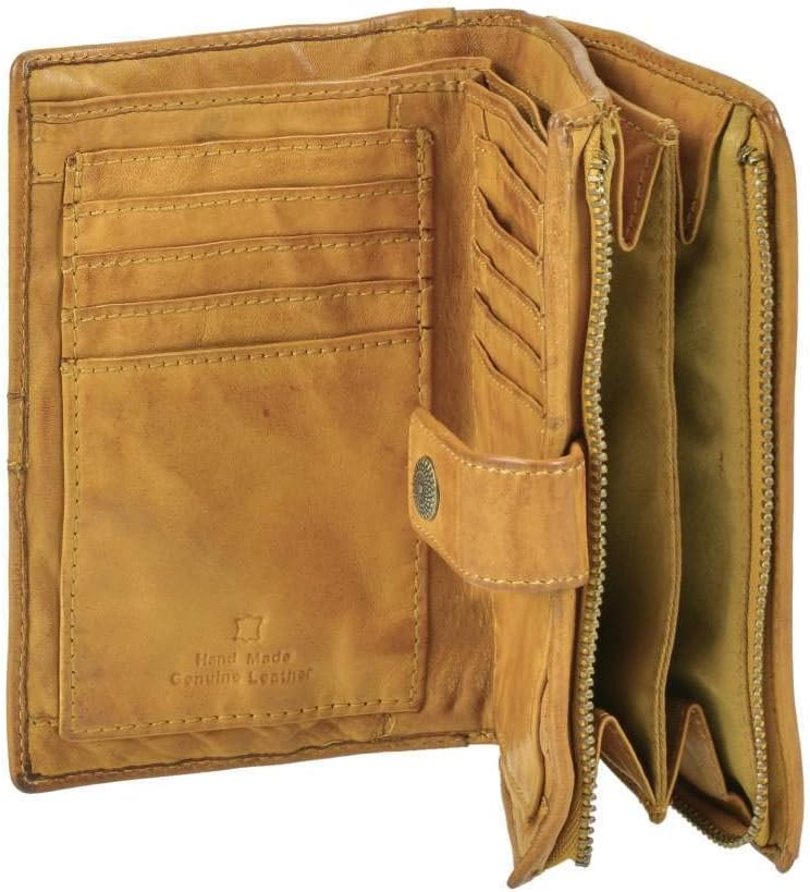 Bear Design Portemonnaie Damen Geldbörse Leder 10x15cm Geldbeutel Cow Lavato Ocker gelb