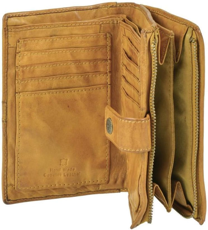 Bear Design Portemonnaie Damen Geldbörse Leder 10x15cm Geldbeutel Cow Lavato Ocker gelb