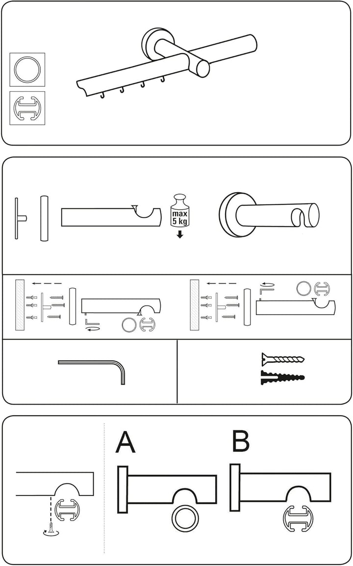 SN Deco - Innenlaufgarnitur Strassburg, Ø 19mm, 1-Lauf weiss 400cm (2x200cm inkl. Verbinder) 400 cm