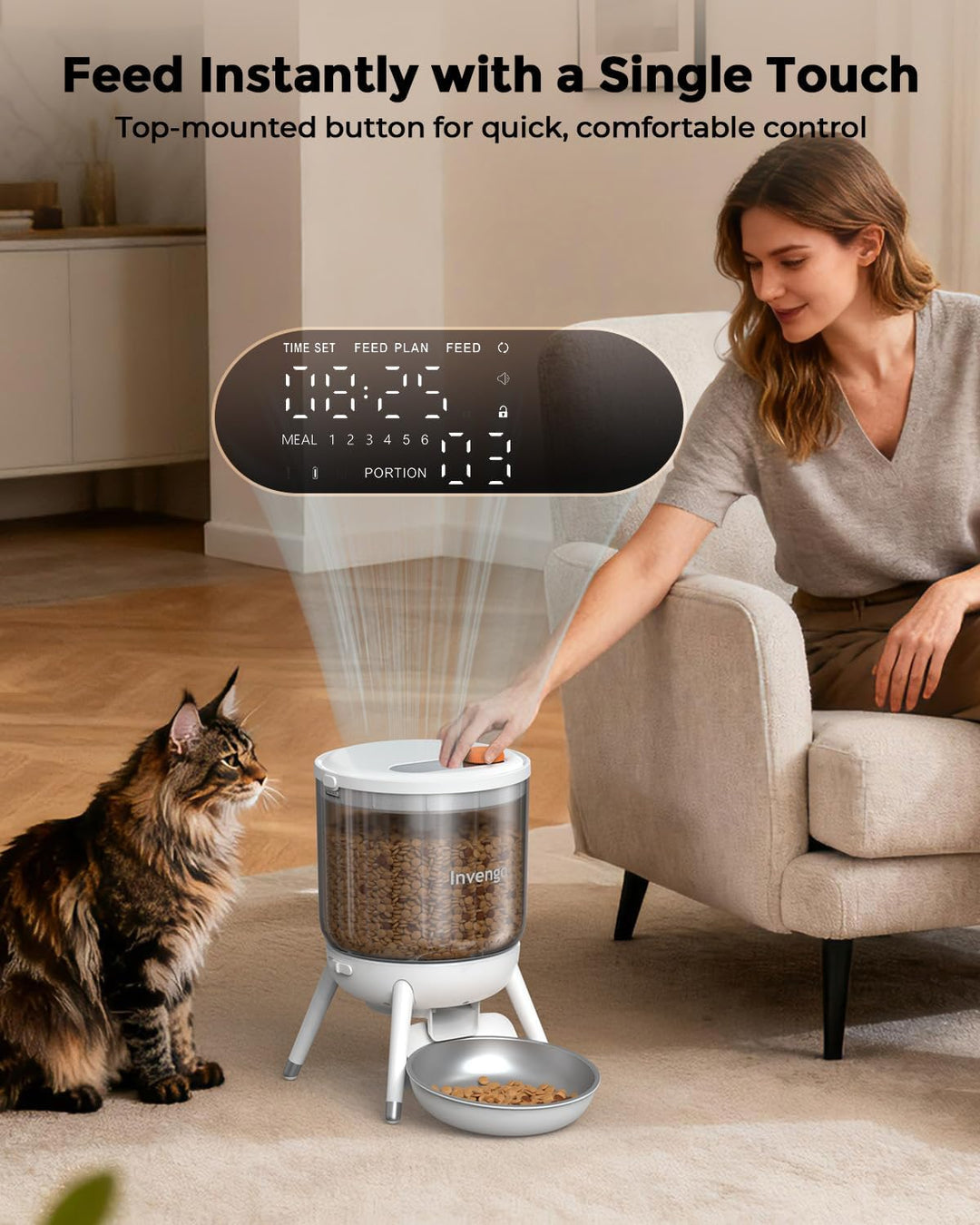 Katzenfutter Automat, Futterautomat Katze mit Zeitsteuerung, 3L Trichter, Doppelstromversorgung, Tro