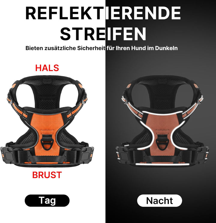 Hundegeschirr Mittelgrosse Grosse Hunde, Anti Zug Hundegeschirr Gepolstert mit Griff, Atmungsaktiv R