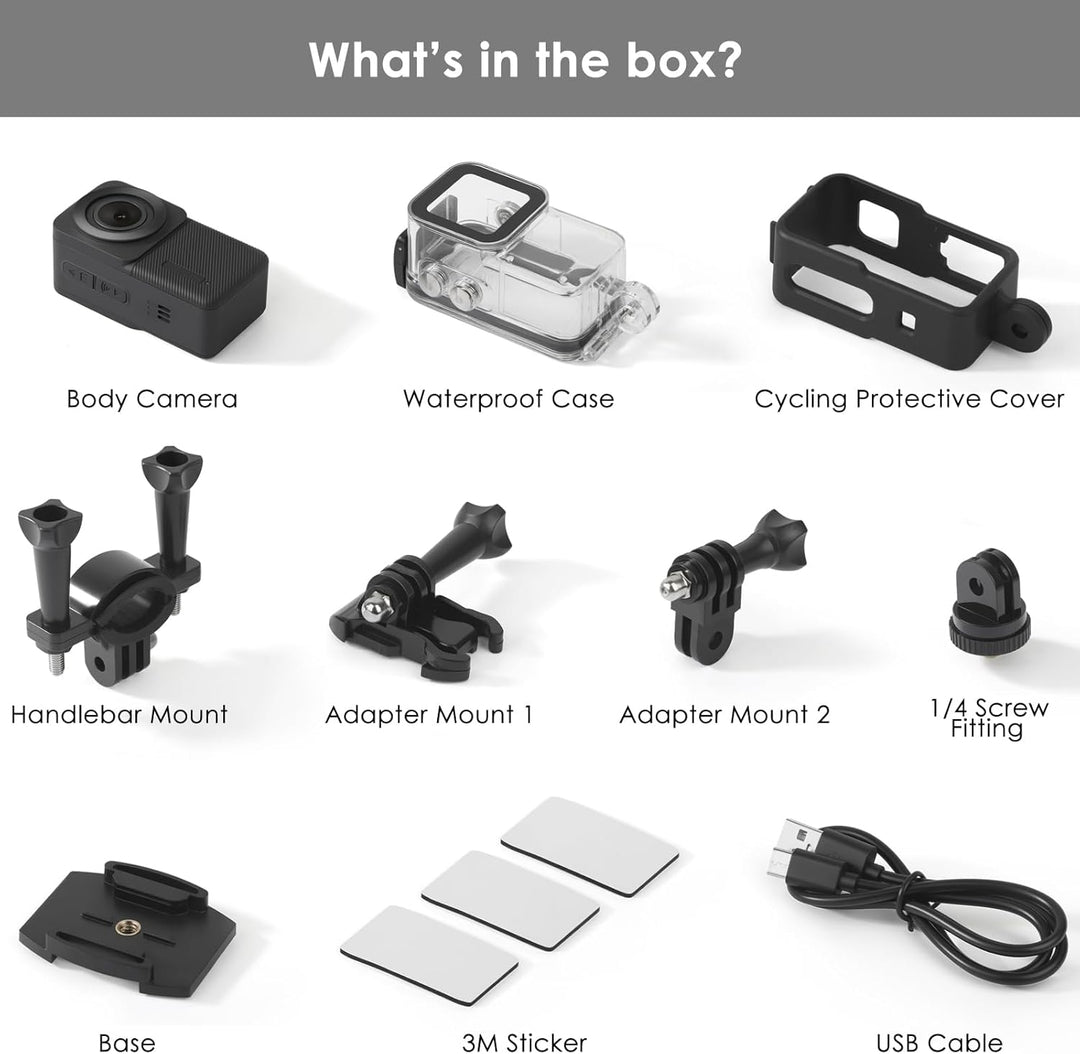 ydi wasserdichte Action Cam 5K/30 FPS, EIS Daumen Unterwasser Actionkamera 30M mit 1,3-Zoll Touchscr