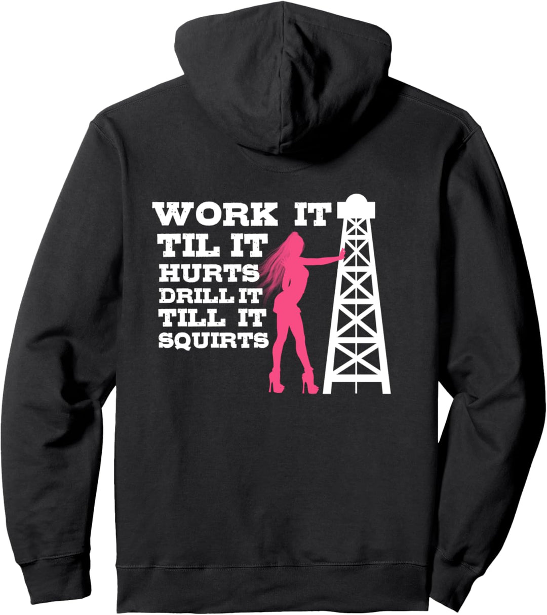 Oilfield Workers Gifts Oil Rig Roughneck Design On Back Pullover Hoodie