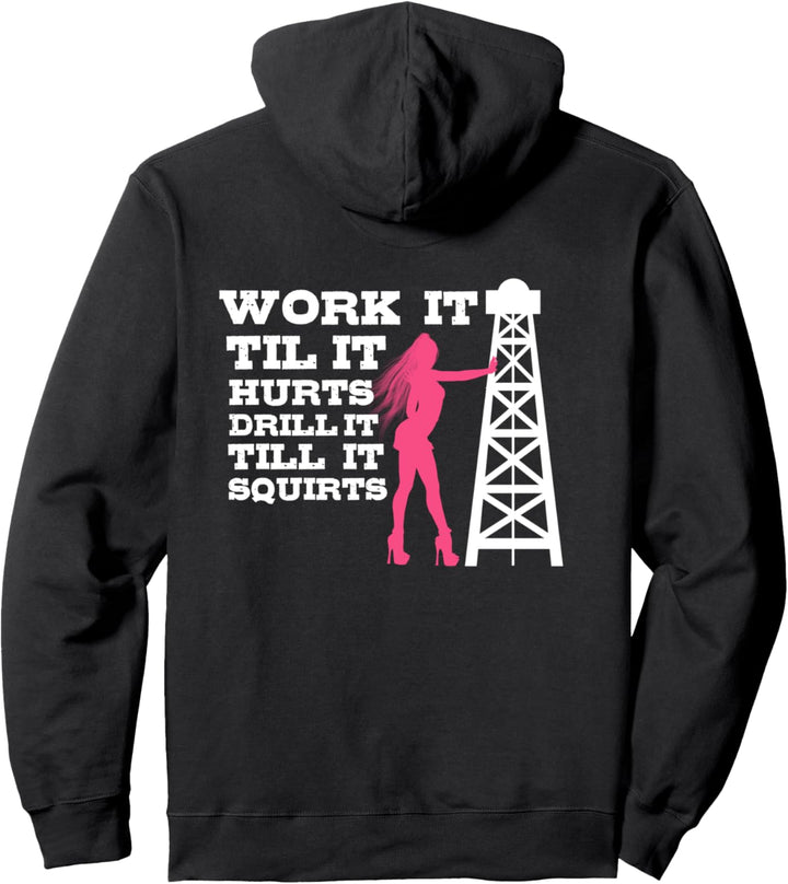 Oilfield Workers Gifts Oil Rig Roughneck Design On Back Pullover Hoodie