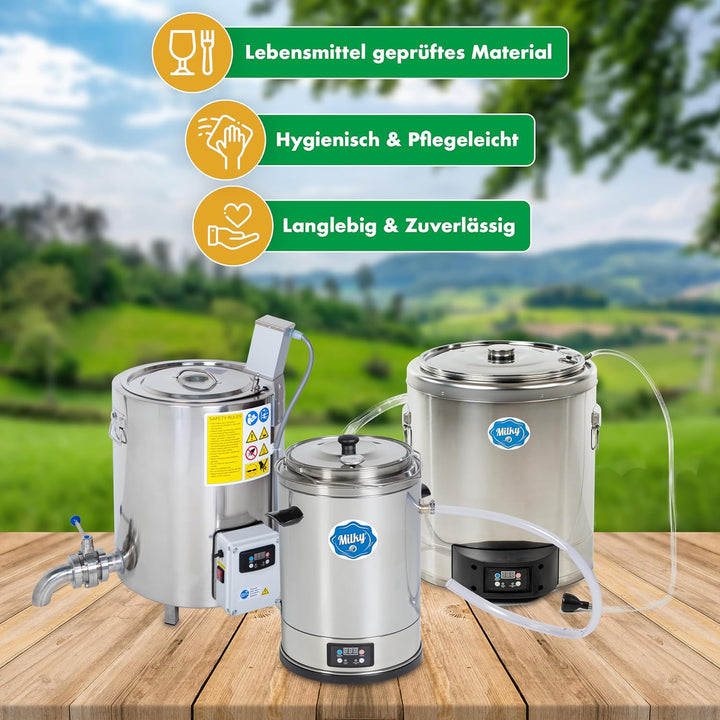 Milky Pasteurisator FJ 50 Eco - Dreiwandiger Käse- und Joghurt Kessel mit Zeit- und Temperatureinste