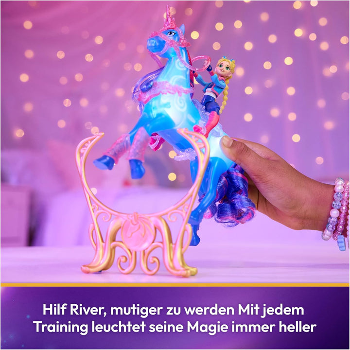 Unicorn Academy - Train and Glow River mit Isabel Set, ca 12 cm Originalfiguren zur Netflix Serie, m