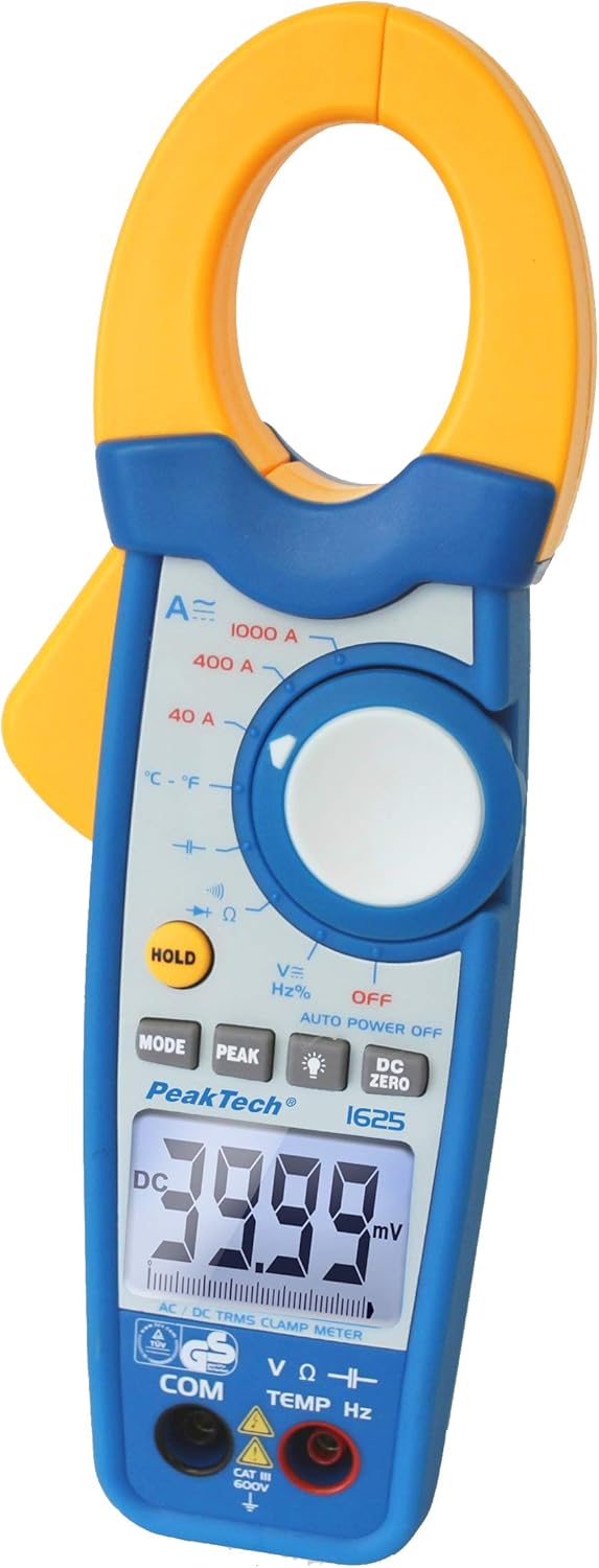 PeakTech 1625 – True RMS Stromzange 1000A AC/DC, Digital Multimeter, Zangenmessgerät, TÜV/GS, Stromm