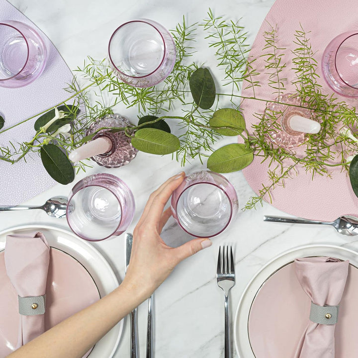 TREND FOR HOME Trinkgläser Set 580 ml Bunt Bunte Gläser Set von 6 Rosa Trinkgläser Gross Wassergläse