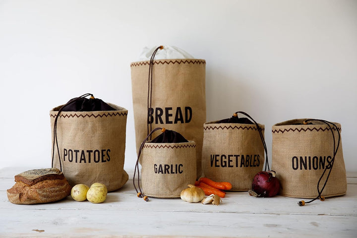NATURAL ELEMENTS KitchenCraft Ökologischer Brotbeutel mit Tunnelzug, Jute 100prozent Baumwolle, 34 x