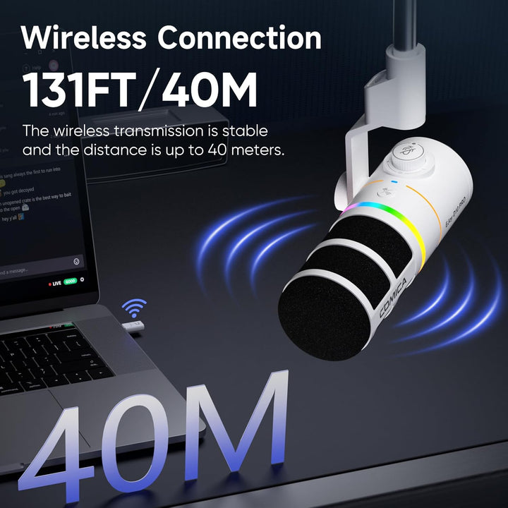 COMICA EJoy D10 Pro Mikrofon Cardioid Dynamisches USB-C/XLR Mikrofon mit 48kHz/24bit, RGB-Beleuchtun