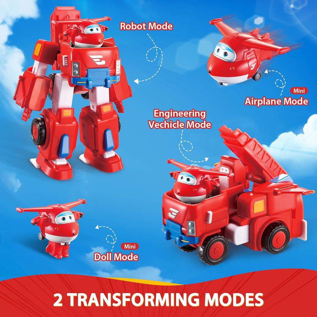 Super Wings EU720311 - Transformations-Flugzeug Jett Robo Rig, ca. 18 cm grosse Spiel-Figur für Kind