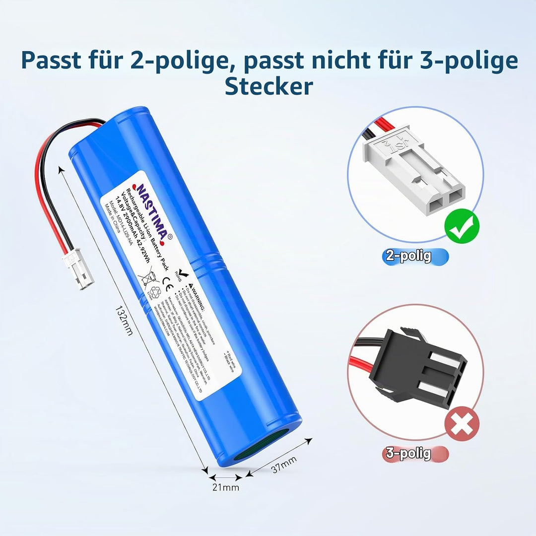 NASTIMA 14,8V 2900mAh Li-ion Akku, Ersatz Akku für Medion MD 18500 18501 18600 Serie Staubsauger