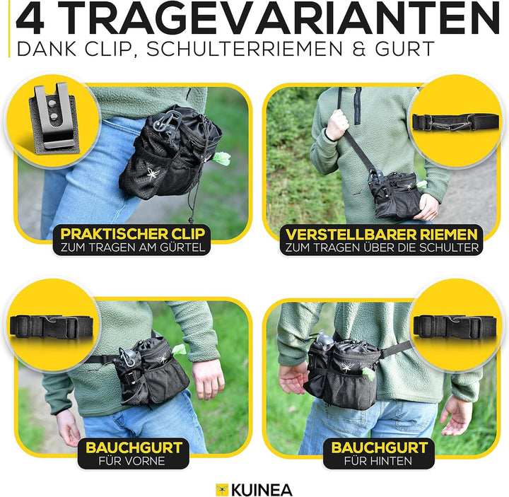KUINEA® Leckerlitasche für Hunde - 4 Tragevarianten - Praktische Gassi Tasche Hund, Hundeleckerli Ta