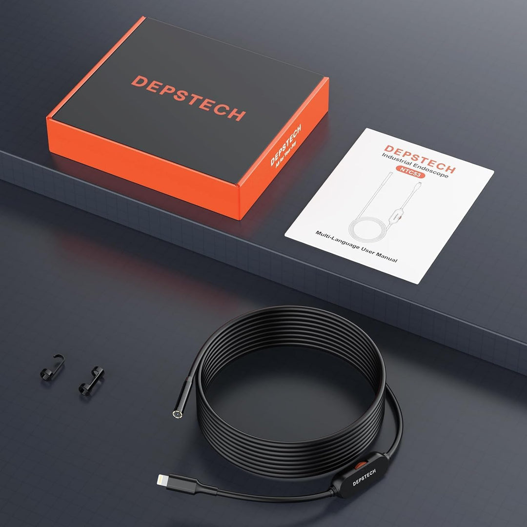 DEPSTECH Inspektionskamera mit Licht, 7 mm dünne Sonde, 5 m halbstarres Kabel, IP67 wasserdichte Sch