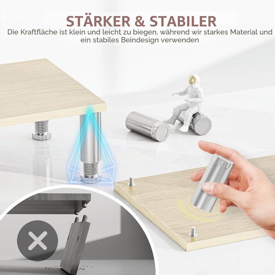 AX Waber Dual Monitor Riser - Einstellbare Länge & Winkel, Holzständer für 2 Monitore mit Stauraum W