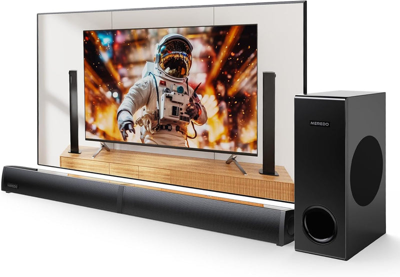 MEREDO Soundbar für TV Geräte mit Subwoofer PC-Gaming 2.1 Kanal Abnehmbare 2 in 1 Computer Lautsprec