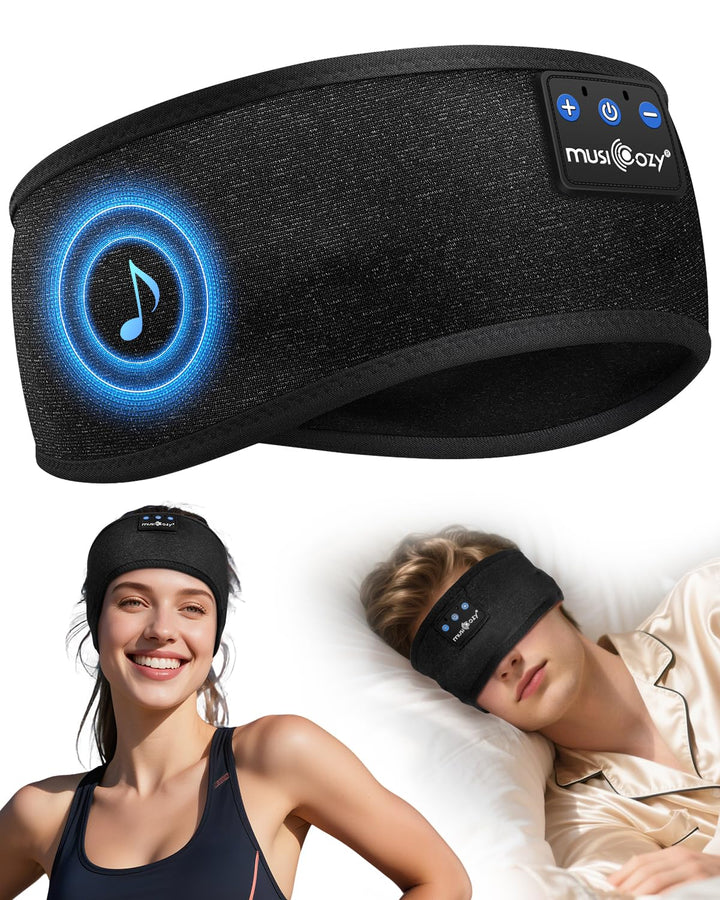 MUSICOZY Schlafkopfhörer Bluetooth, Schlaf Kopfhörer Stirnband Schlaf-Ohrhörer Headband Kabellos Spo